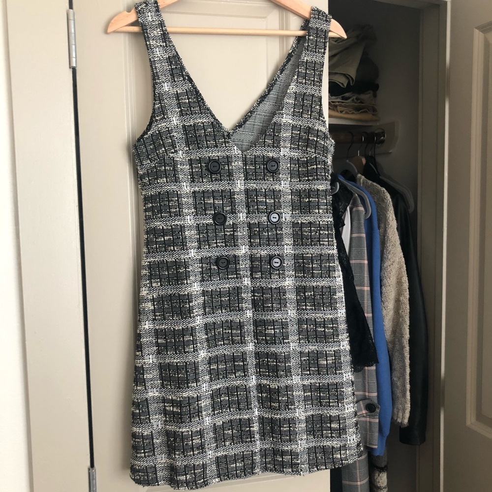 ASOS mini checked pinafore dress with buttons